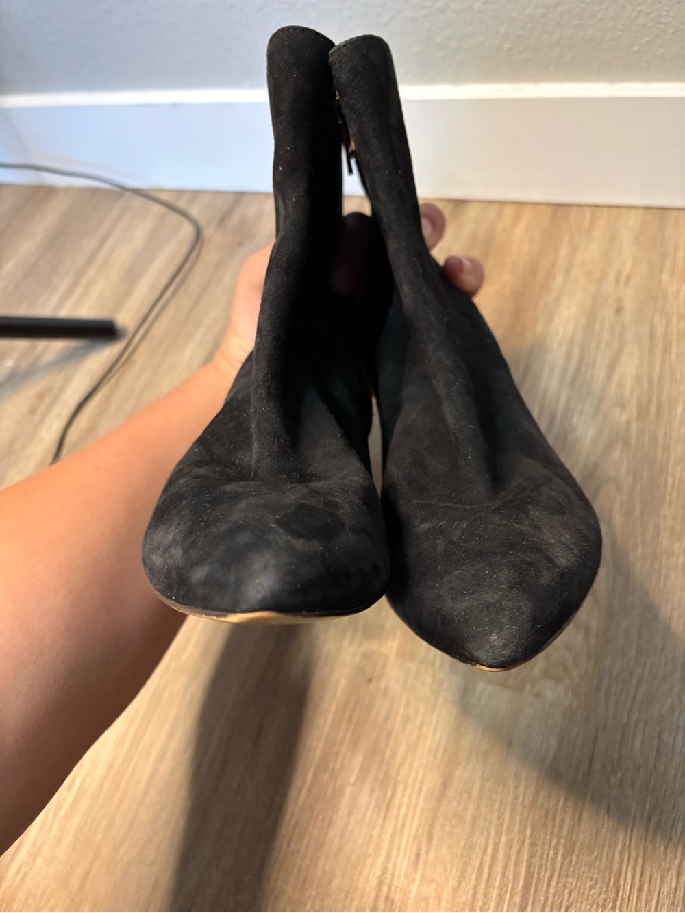 Sam Edelman Black Suede Ankle Boots Size 7 Block Heel Side Zip Booties - Picture 8 of 10